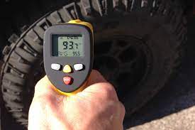 Tire temperature checking by laser gun